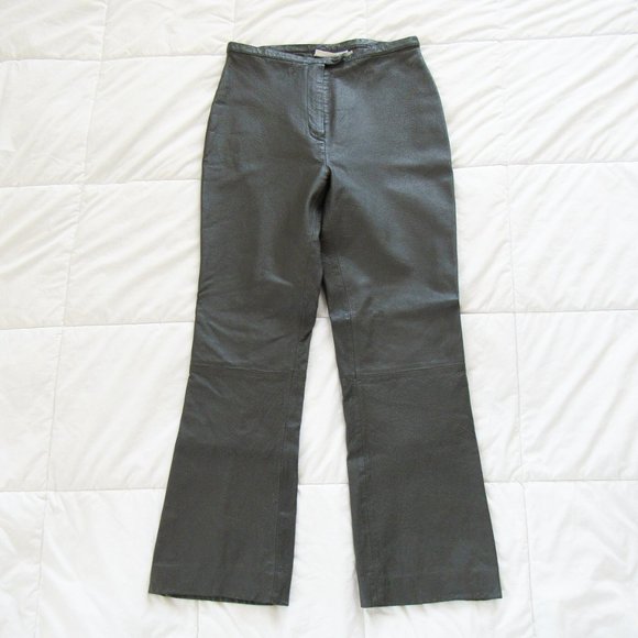 Newport News Pants - VINTAGE Stylish High Waist Leather Pants in Deep Green Size Medium 28" W SZ 6/8